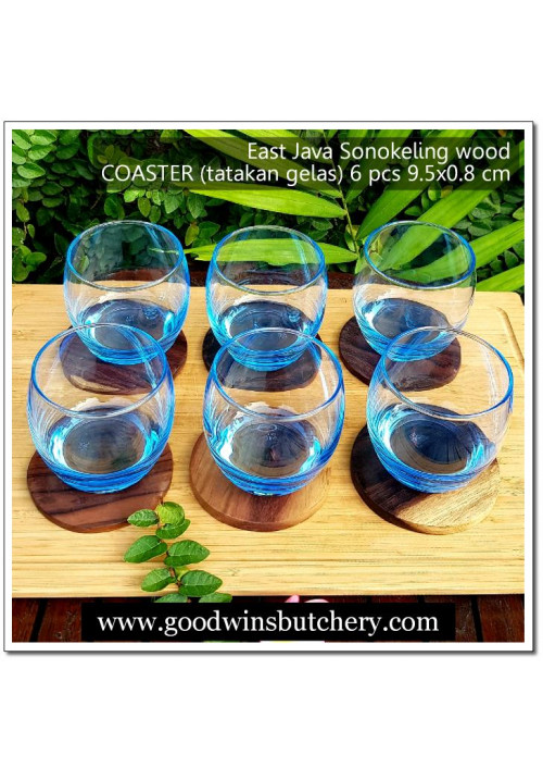 Wooden GLASS COASTER SET (tatakan gelas) 6 pcs Sonokeling wood